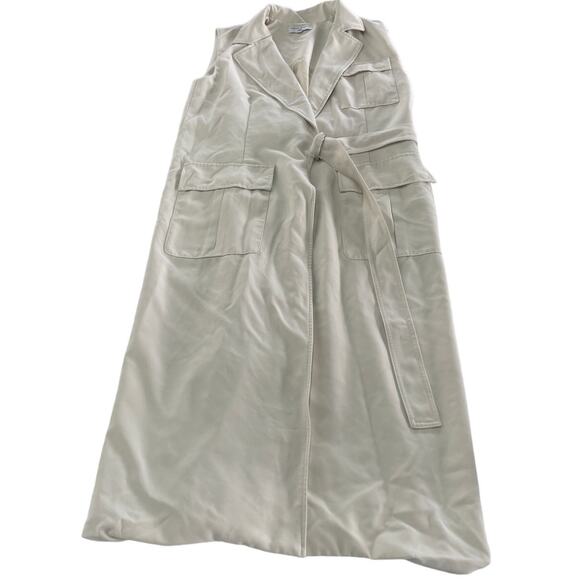 Marina Moscone Collective Vest Womens Medium White Twill Long Wrap Collared - Picture 2 of 11